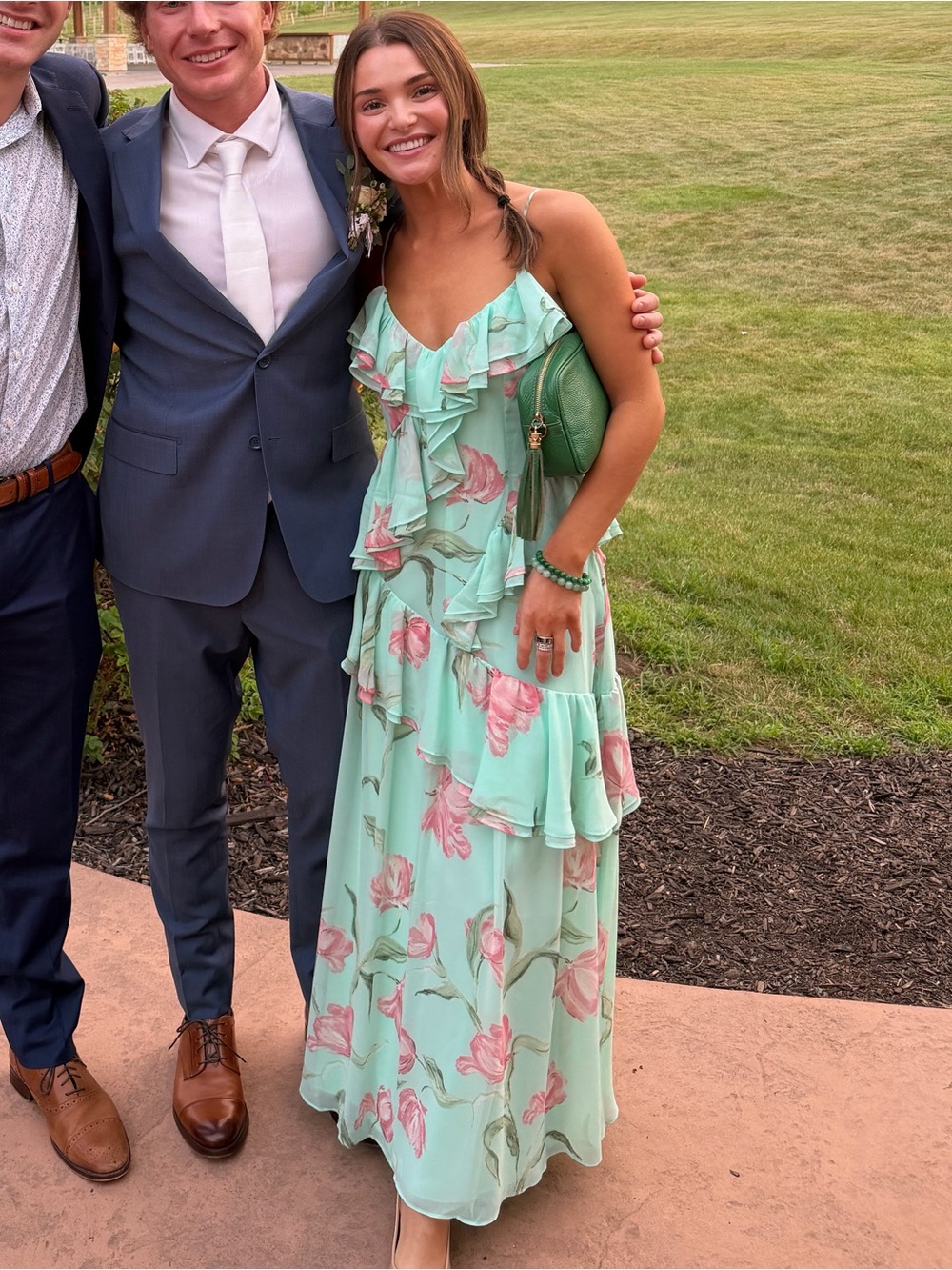 Mint Floral Ruffle Maxi Dress